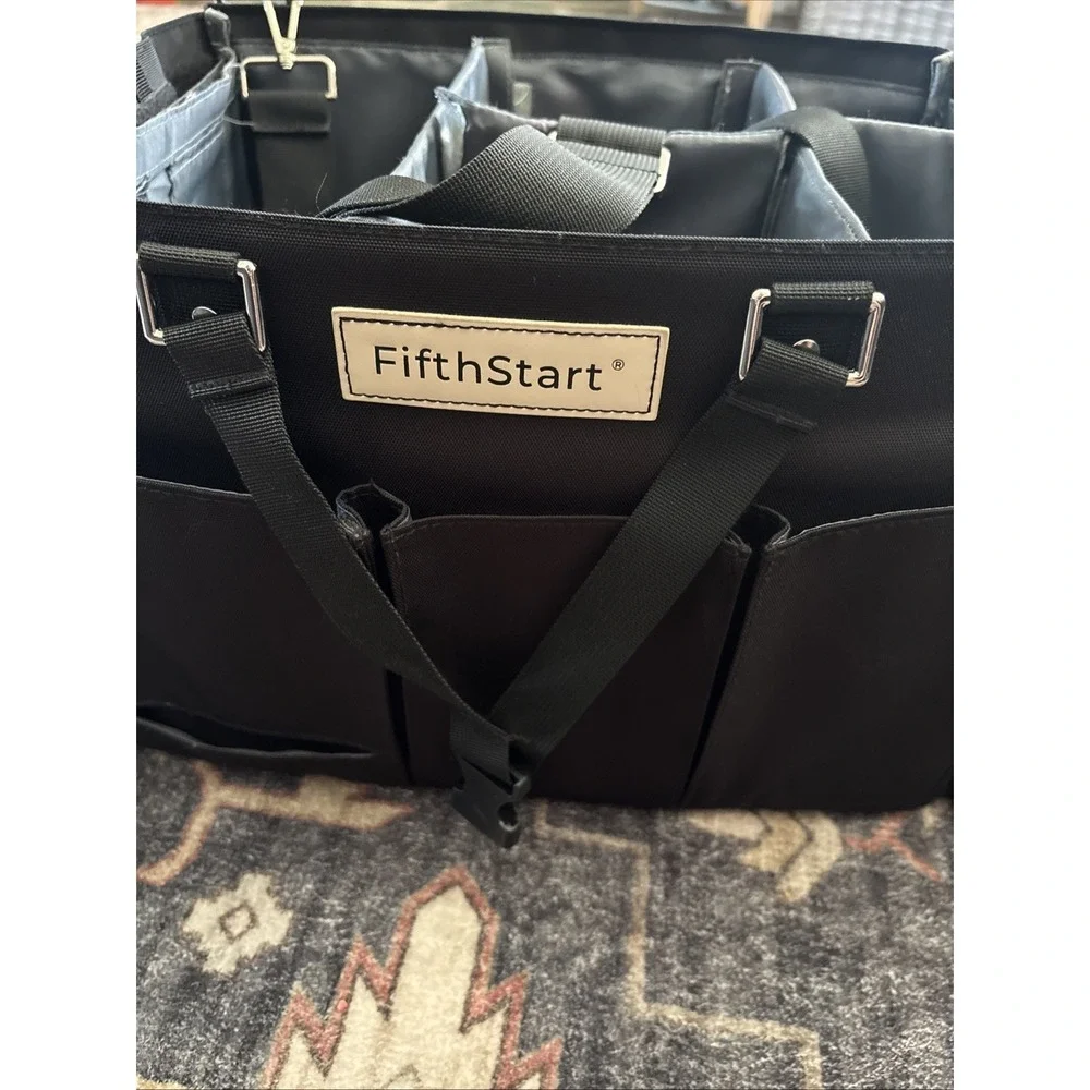 FifthStart Large Cleaning Supplies Organizer Tote & Caddy, Black Nylon